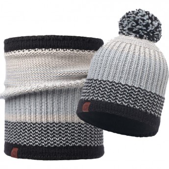 Комплект шапка шарф вязаный с флисом BUFF BORAE GREY 1 Комплект шапка шарф вязаный с флисом BUFF BORAE GREY 1
