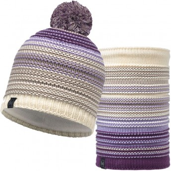 Комплект шапка шарф вязаный с флисом BUFF NEPER VIOLET Комплект шапка шарф вязаный с флисом BUFF NEPER VIOLET